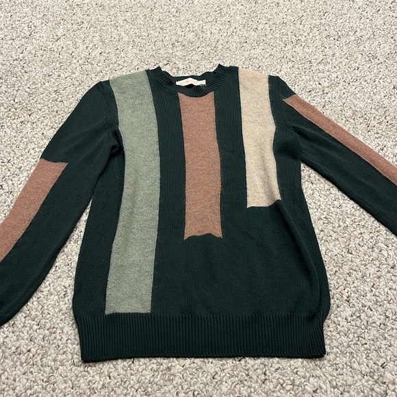 Tory Burch Green Colorblock Crewneck Sweater Mohair Cotton Wool Sz XS - Picture 1 of 7
